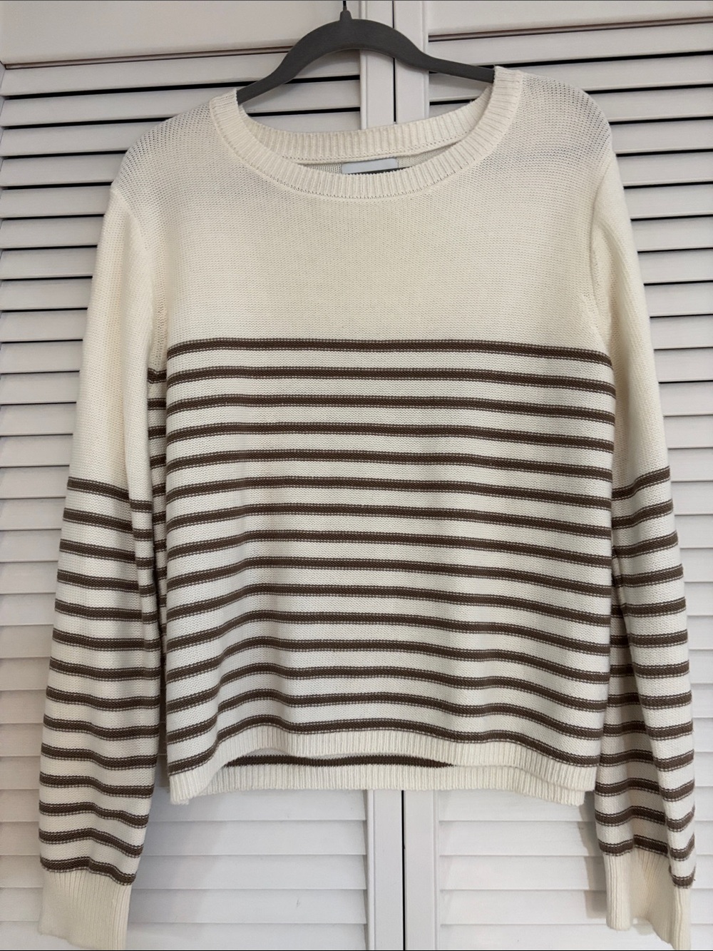 Stitches + Stripes Cream Striped Sweater Large